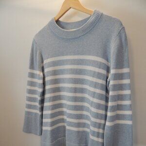 KINROSS Stripe Boatneck Sweater 100% Cotton Large